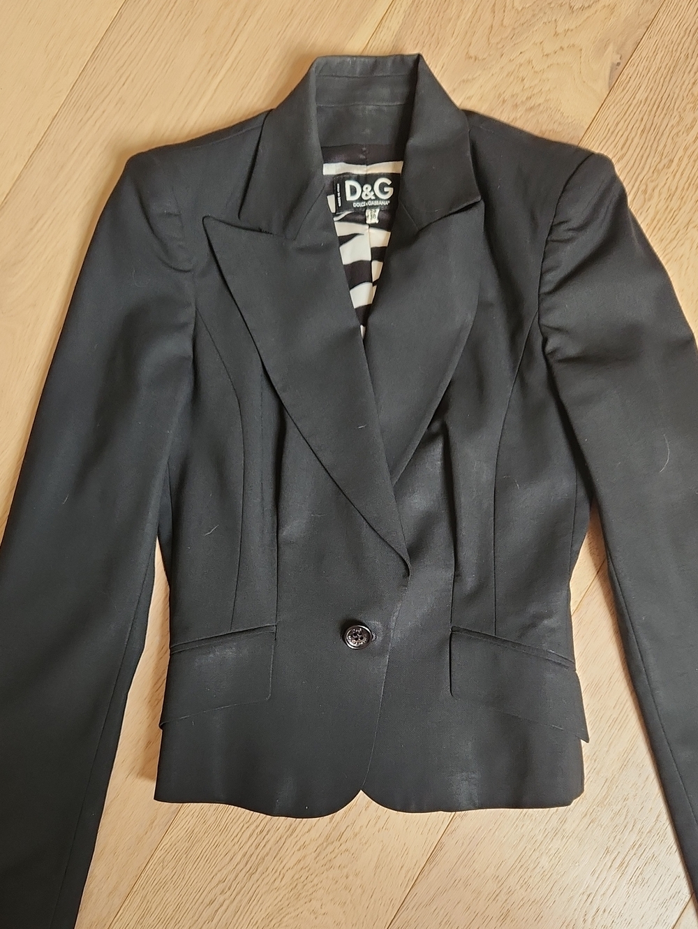 Dolce & Gabbana Black Blazer with Zebra-Stripe Lining